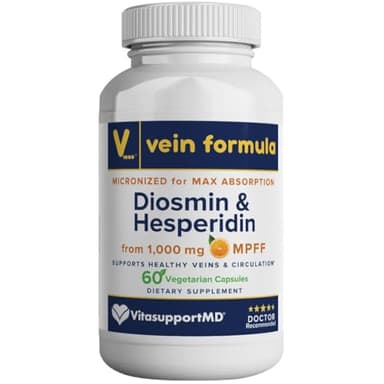 Vein Formula Diosmin Hesperidin 1000mg, Micronized Bioflavonoids Blend for Blood Circulation, Vein Support MPFF Supplement for Circulation in legs and feet, and Healthy Blood Flow Support, 60 Capsules