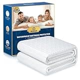 100% Waterproof Queen Mattress Protector Breathable Cooling 3D Air Fabric Mattress Cover Smooth Soft Hypoallergenic Noiseless Bed Cover Machine Washable Vinyl Free, 8-21'' Deep Pocket