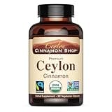 Ceylon Cinnamon Shop Organic Ceylon Cinnamon (100% Certified) Supplement, 90 Capsules