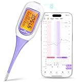 Easy@Home Smart Basal Thermometer, Large Screen and Backlit, Period Tracker with Premom (iOS & Android) - Auto BBT Sync, Charting, Coverline, Accurate Fertility Prediction EBT-300 Purple