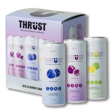 Thrust All Natural Wellness – Variety 6 Pack | Nitric Oxide Beverage | 5 g Sugar, 25 Cal | Boost Blood Flow | Increase Circulation & Vitality Support with Functional Ingredients for Daily Wellness