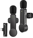 NPTCL 2 Pack Lavalier Microphone USB C Wireless Lav Mic for Android Phone Noise Canceling Mini Lapel Mic Type C for iPhone 15/16 (USB-C) Video Recording Vlog