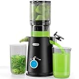 ECOSELF Cold Press Juicer, Juicer Machines with 4.35” Wide Mouth, Vegetable and Fruit, Easy to Clean with Brush（Blue）