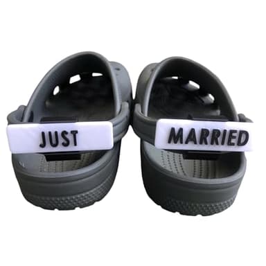 Just Married Shoe Charm for Crocs - Funny Gifts for Couples, Husband, Wife, Boyfriend, Girlfriend, Him Her, Mr and Mrs 2025 - Bridal Shower Gifts - Unique Valentine's Day Gift Ideas