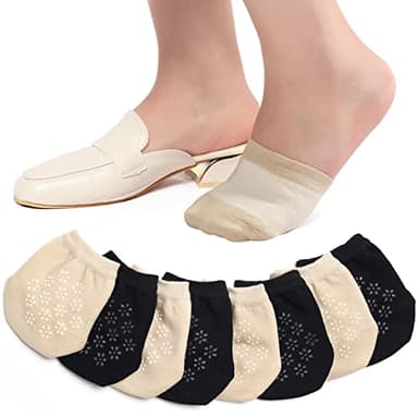 Toes Home Toe Toppers No Show Liner Half Socks for Women Seamless Grip Non Slip Hidden Toe Covers for Mules Invisible Footies 8 Pairs