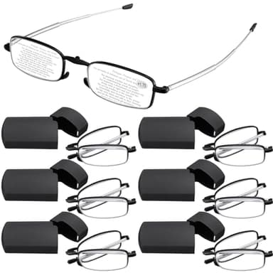 Coume 6 Pack Folding Reading Glasses Hard Cases Blue Light Blocking Men Women Foldable Computer Spring Hinge Readers(2.5x)
