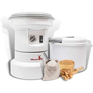 Powerful Electric Grain Mill Wheat Grinder for Home and Professional Use - High Speed Grain Grinder Flour Mill for Healthy Grains and Gluten-Free Flours - Electric Grain Mill by Wondermill,White