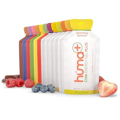 Huma Plus (Double Electrolytes) Chia Energy Gel, Variety Pack - Stomach Friendly, Real Food Energy Gels (6 Original and 6 Plus Gels)