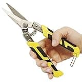 TOOLMAK Aviation Tin Snips 8.7 Inch Heavy Duty Industry Scissors Straight Metal Cutter with Comfort Grip and Stainless Steel Blades Multifunction Cutting
