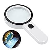 AIXPI Magnifying Glass with Light, 30X Handheld Large Magnifying Glass 12 LED Illuminated Lighted Magnifier for Macular Degeneration Seniors Reading Inspection Coins Jewelry