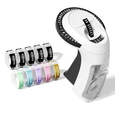 EazeID Embossing Label Maker Machine, Vintage 3D Embossed Label Maker with 10-Roll Color Waterproof Tapes, Retro Manual Embosser for Scrapbook Supplies, Junk Journal Kit, Home Office DIY Crafting