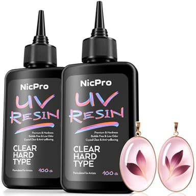 Nicpro UV Resin 200g, 2 PCS Crystal Clear UV Glue Hard, High Viscosity & Quick Curing UV Epoxy Resin Kit for Jewelry Making, Craft, Doming, Coating and Casting