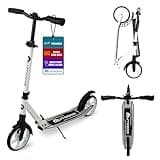Outdoor Cruiser Kick Scooter for Ages 6+, For Kids, Teens, and Adults, Max Load 250 LBS, Foldable, 8-inch Wheels for Kids and Adults, Dual Suspension, 3 Adjustable Levels, Child Safety Approved, White