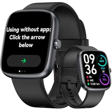 DAVIKO Smart Watch Senior Friendly Large Font No App/Phone Required Fitness Tracker, Waterproof Pedometer Watch with Step Counter Calories/Sleep Tracker for Walking Running for Men Women