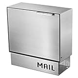 Pochar Stainless Steel Mailbox for Walls, Heavy Duty Wall Mounted Mailbox with Newspaper Holder - 11'' x 4.5'' x 11.50'' Silver Rust Proof Steel Dropbox(Silver)