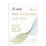 A-SUB 25 Sheets Vinyl Sticker Paper for Inkjet Printer - Glossy Printable Vinyl 8.5x11 Inch Waterproof Sticker Paper for DIY Any Decal You Like