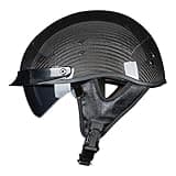 Carbon Fiber Open Face Retro Motorcycle Helmets Men Women Half Face Helmets for Motorbike Cruiser Chopper Moped Scooter ATV (Gloss Black, L)