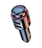 Car Bluetooth Adapter, Wireless FM Transmitter, USB C&QC3.0 Dual Fast Charging, Cigarette Lighter Radio Music, Supports Hands-Free Siri Google Assistant & USB Drive, HiFi Bass Sound