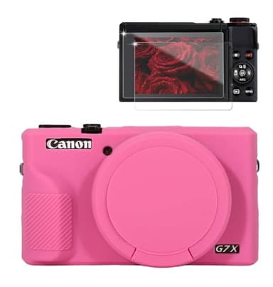 Frevyve Case for Canon G7X Mark III Camera, Soft Silicone Protective Case, Slim Fit Sleeve with Removable Lens Cover and Screen Protector Accessories, Lightweight, Anti-Scratch (Peach Pink)