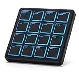 M-VAVE Wireless MIDI Controller Pads, 4.1 * 4.1 Inch, 0.28 LBS, Bluetooth Portable USB MIDI Controller with 16 MPC Drum Pads, Note Repeat, Full Level Buttons, Rechargeable battery (Black Pocket)