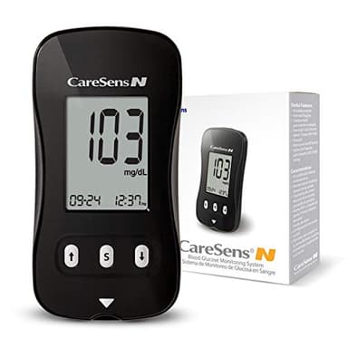 CareSens N Blood Glucose Monitoring Meter (Auto Coding) - 1 Diabetes Blood Glucose Meter, 1 User Guide, 1 Quick Reference guide, 1 Case & 2 CR 2032 Batteries