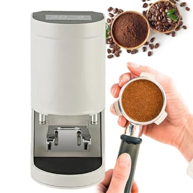 XEEAOFE 58mm Coffee Tamper, Automatic Electric Bean Powder Press Machine for Expresso, 5-30KG Pressure, 1 to 3 Adjustable Tamp Times White