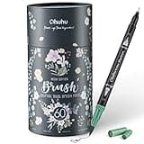 Ohuhu Markers for Adult Coloring Books No bleeding 60 Colors Coloring Markers Water-based Dual Tips Fineliner & Brush Drawing Pens Art Markers for Kids Adults Sketch Journal - Maui - Black