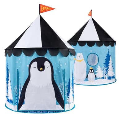 ROIWUIE Kids Play Tent for Toddlers Boys Girls Ages 3-8, Indoor Outdoor Fort, Foldable Playhouse for Role Play, Reading Nook（ Penguin Igloo）
