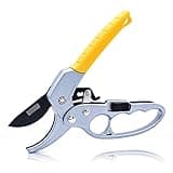 BUGUI 8" Ratchet Pruning Shears, 5 Times Cutting Power Than Normal Garden Scissors, Labor-Saving Design for Arthritis Weak Hands