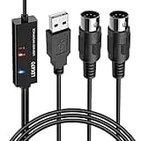 LEKATO USB MIDI Cable, MIDI to USB Cable 6.5Ft with Input & Output Connecting with Keyboard, Synthesizer for Editing & Recording, Midi to USB for Laptop Computer Windows and Mac