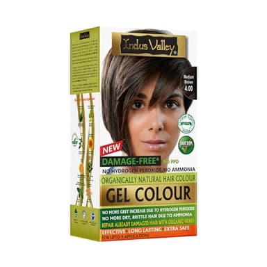 Indus Valley Natural Organic Damage Free Gel Hair Color | Ammonia Free, Vegan & Cruelty Free | Up to 100% Gray Coverage, Long Lasting Results |Medium Brown 4.0 (20gram+200ml)