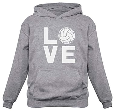 Tstars Volleyball Hoodie Love Graphic Pullover for Teen Girls and Women Sporty Sweatshirt for Players Fans Coaches Medium Gray
