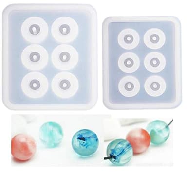 2pcs Sphere Ball Silicone Bead Molds with Holes Round Resin Epoxy Mold for Jewelry, Polymer Clay, Soap Making, Cabochon Gemstone DIY Crafting Projects,Diameter 12mm, 16mm (Sphere Ball 2 in Set)