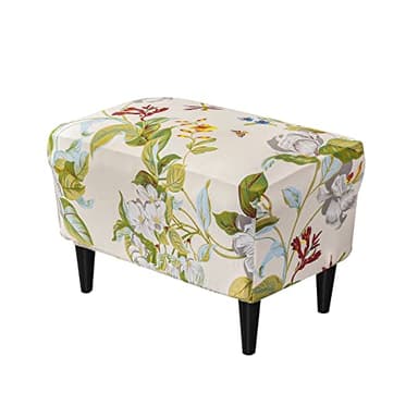 CRFATOP Ottoman Chair Cover Large Ottoman Chair Slipcovers Printed Rectangle Storage Stool Cover Stretch Footstool Footrest Sofa Slipcovers with Elastic Bottom,30