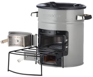 EcoZoom Rocket Stove – Heavy Duty Dual Fuel (Wood & Charcoal) Portable Camping & Emergency Stove, Insulated Body, Refractory Linings, Cast-Iron Cookware Compatible