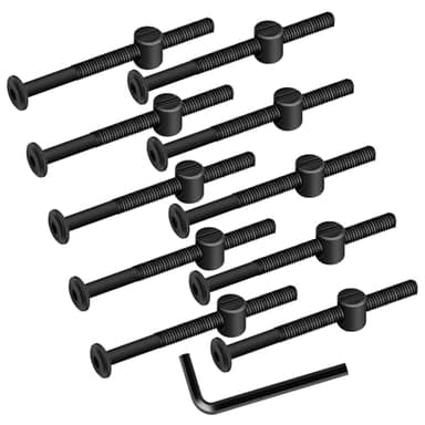 MewuDecor M8 x 100mm Black Flat Head Socket Head Screw Furniture Bolts and Barrel Nuts, with Allen Wrench Perfect for Furniture, 10 Sets