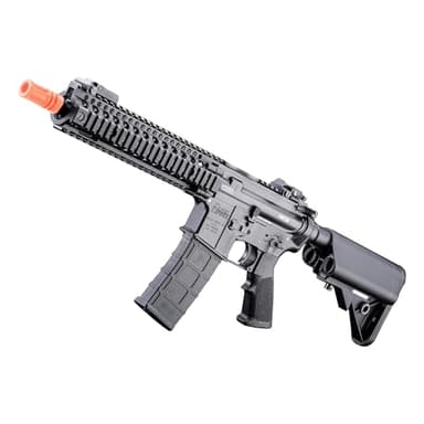 Evike Airsoft - 6mmProShop Daniel Defense Licensed MK18 Gas Blowback Airsoft Rifle by Golden Eagle (Color: Black)
