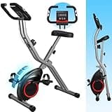 Foldable Exercise Bike for Small Apartments, Stationary Bikes for Home, Indoor Portable Cycling Bike with 16-Level Magnetic Resistance, 260LBS Capacity, 5.5 LBS Flywheel, for Small Space Workout 816