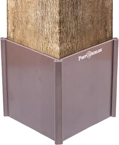 Post Shields 4x4 Post Protector - Fits Standard 3.5"x3.5" Wood or Metal Posts - 4in High - Easy Install, No Tools - Protects Mailbox, Deck and Fence Posts from Lawn Maintenance Equipment Damage