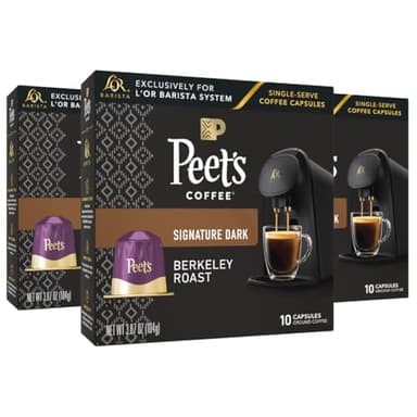 L'OR Barista Coffee Pods, 30 Count Peet's Berkeley, Single-Serve Aluminum Capsules Compatible with the L'OR BARISTA System& *Nespresso Original Machines, 30 Count (Pack of 3)