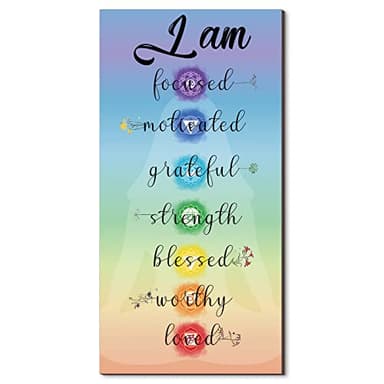 Blulu Chakra Quotes Sign Buddha Wall Decor Yoga Zen Wall Art Wooden Spiritual Decor 7 Chakra Hanging Motivational Meditation Buddhism Spa Room Sign for Yoga Living Room Bedroom Bathroom(Love Style)