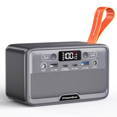 Portable Power Station, PowerUrus 28,000mAh Solar Power Bank, LiFePO4 Battery Backup with 100W/110V AC Outlet, DC & PD Fast Charging, Samll Generator for Dash Cam, Home, Camping, Office, TSA Approved