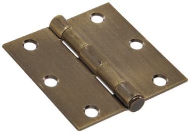 Hillman 852839 Antique Brass Residential Square Corner Door Hinges with Removable Pin, 3-1/2"