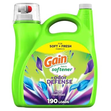 Gain Super Fresh Blast Liquid Odor Defense Fabric Softener, 140 FL OZ 190 Load, Softening Laundry Conditioner for 2 in 1 Freshness plus Odor Protection
