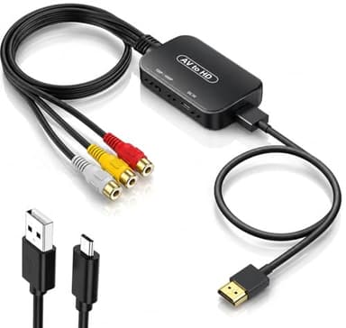 RCA to HDMI Adapter,Viagkiki AV Converter,RCA Female to HDMI Converter Composite Audio Video Converter for PS1, PS2, PS3, STB, Xbox, VHS, VCR,Black-Ray DVD Players(Cable Included)