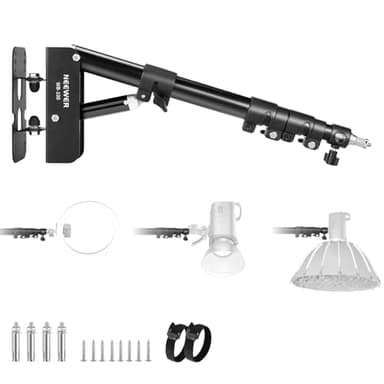 NEEWER Ring Light Wall Mount Boom Arm, 22"-46"/55-116cm 180° Swivel Triangle Light Wall Mounting for Photography Strobe Monolight Softbox Umbrella Reflector, Aluminum Alloy, 6.6lb/3kg Capacity, WB-100