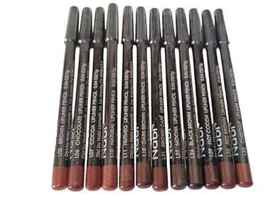 12-Piece Brown Tone Lip Liner Pencil Set, Assorted Colors
