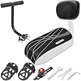 Kids Bike Seat Child Bike Rear Seat Bike Back Seat with Backrest Child Bicycle Rear Seat Bicycle Rear Seat Cushion Safety Armrest Handrail Feet Pedals Kids Bike Seat Carrier for Over 5 Years Old