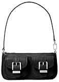 Michael Kors Zoe Small Convertible Pouchette, Silver-Tone Hardware/Black