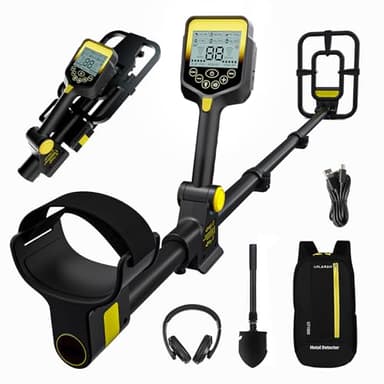 LOLARAN Metal Detector for Adults Professional, Up to 20 Hours of Extended Runtime, Adjustable Retractable Foldable Metal Detector Waterproof High Accuracy Gold Detector, Backlit LCD Display